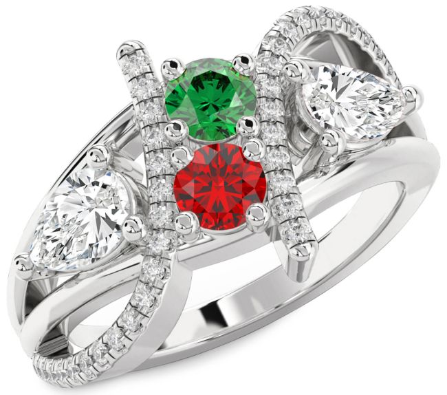 Diamond Silver Round Three Stone Promise Ring