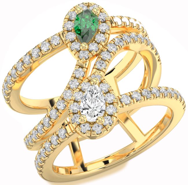 Diamond Gold Pear Two Stone Promise Ring