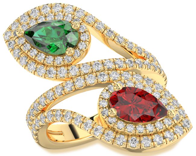 Diamond Gold Pear Two Stone Promise Ring