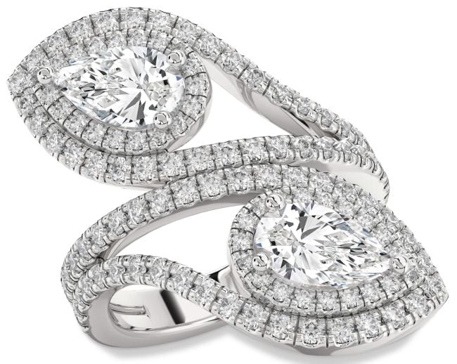 Diamond White Gold Pear Two Stone Ring