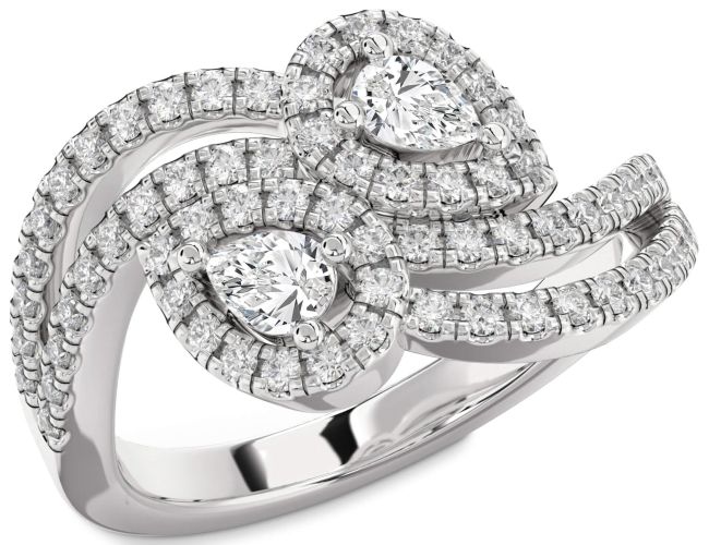 Diamond Platinum Pear Two Stone Ring