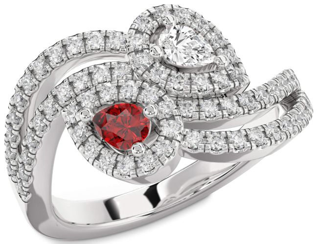 Diamond Platinum Pear Two Stone Promise Ring