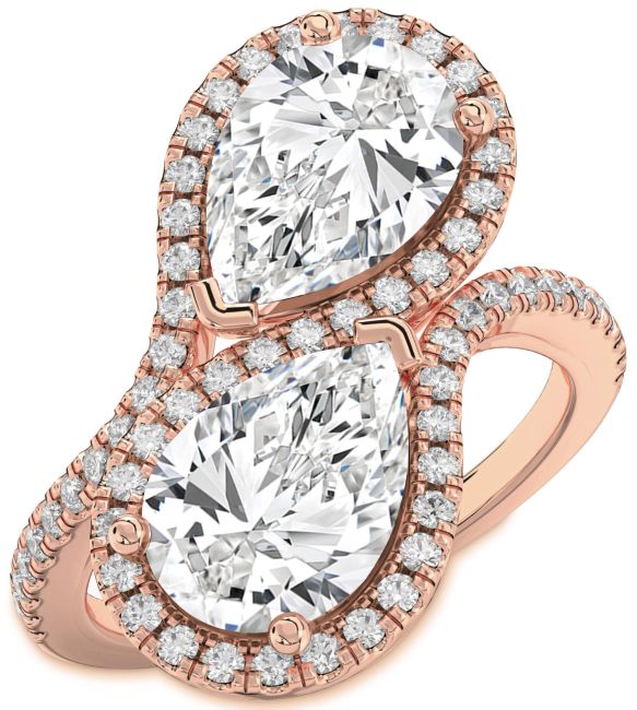 Diamond Rose Gold Pear Two Stone Ring