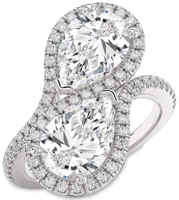 Diamond White Gold Pear Two Stone Ring