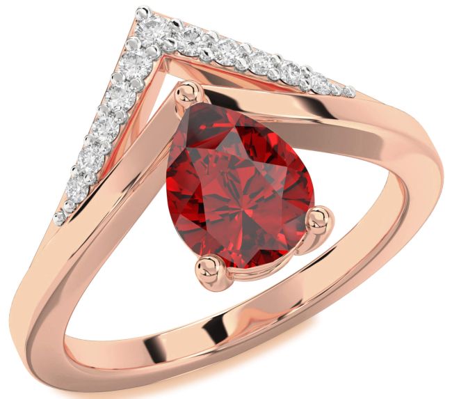 Diamond Ruby Rose Gold Pear Promise Ring