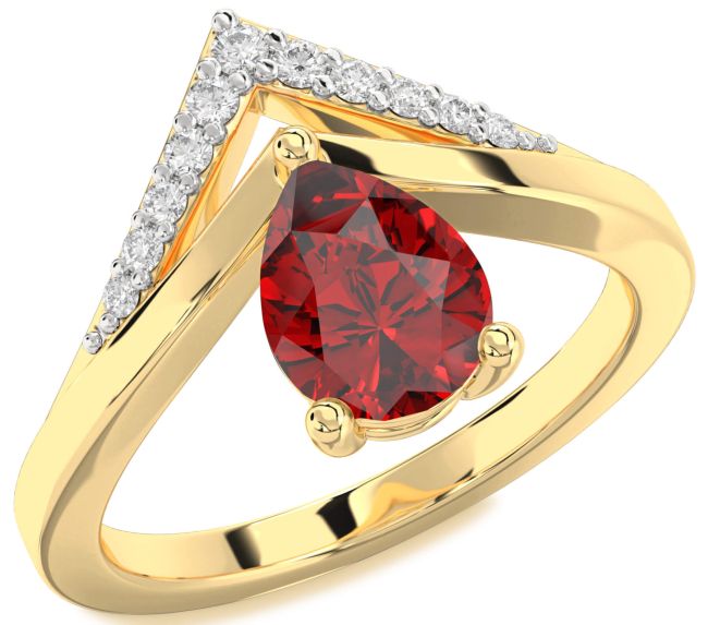 Diamond Ruby Gold Pear Promise Ring