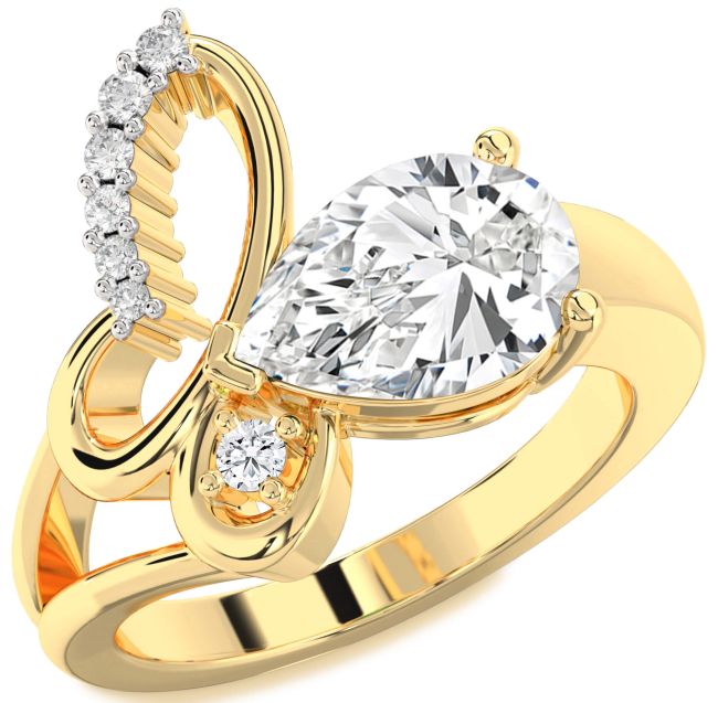 Lab Diamond Gold Butterfly Ring