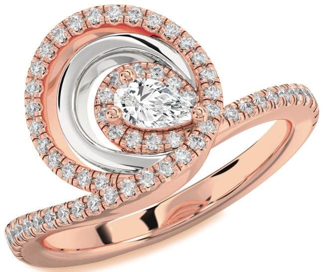 Diamond Platinum & Rose Gold Pear Pave Promise Ring