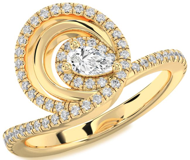 Diamond Gold Pear Pave Promise Ring