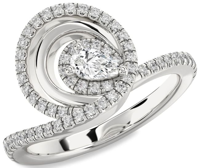 Diamond Silver Pear Pave Promise Ring