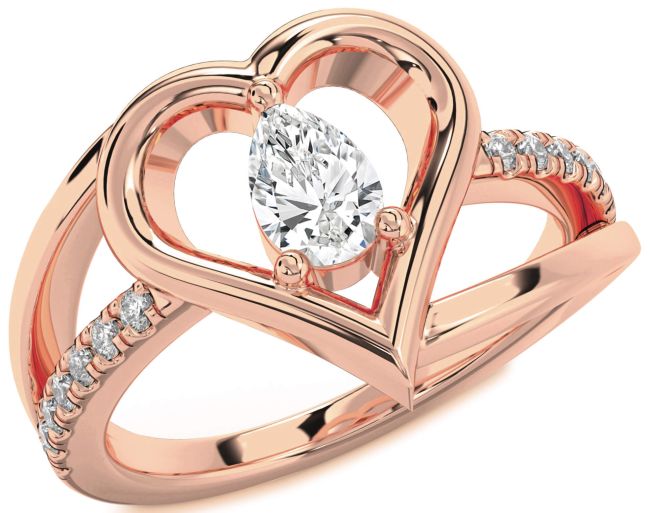 Diamond Rose Gold Heart Solitaire Engagement Ring