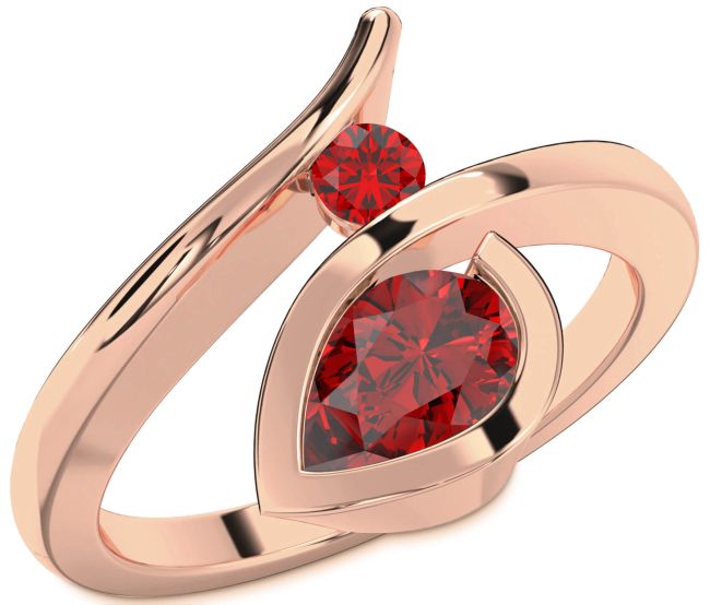 Ruby Rose Gold Pear Two Stone Ring