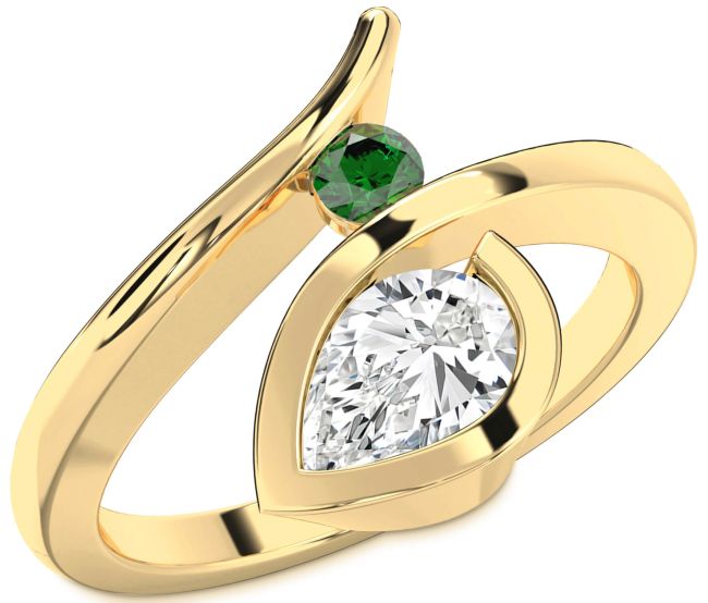 Gold Silver Pear Two Stone Promise Ring