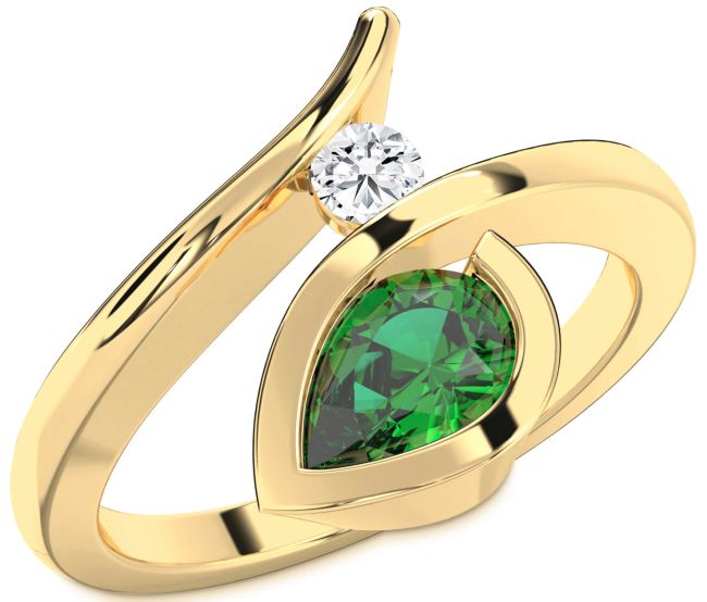Gold Silver Pear Two Stone Promise Ring