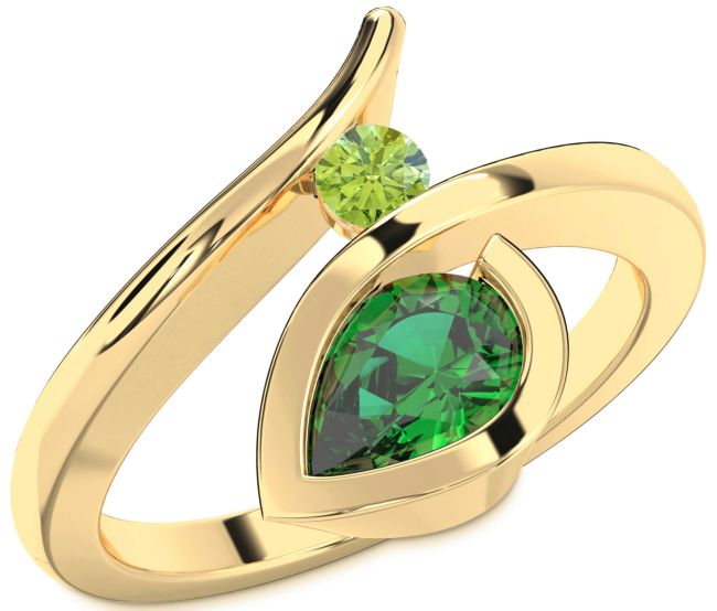 Gold Silver Pear Two Stone Promise Ring