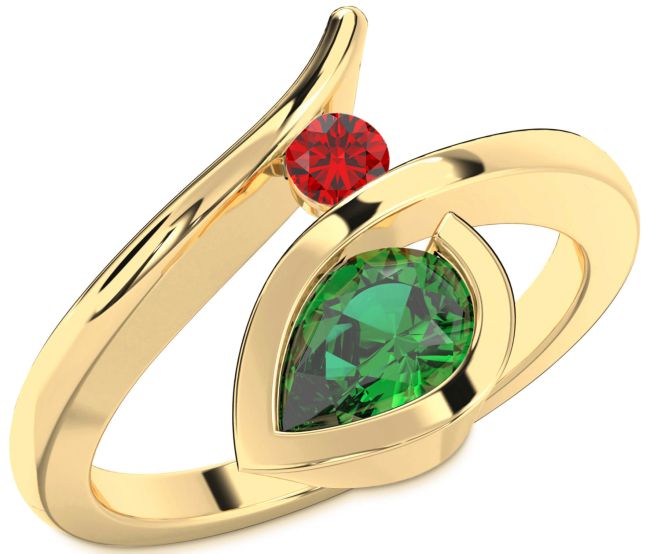 Gold Silver Pear Two Stone Promise Ring