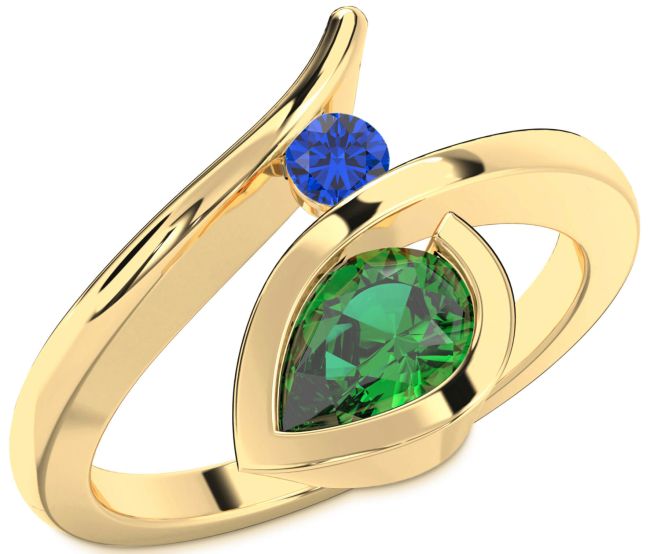 Gold Silver Pear Two Stone Promise Ring