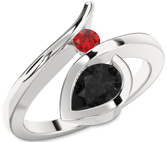 Silver Pear Two Stone Promise Ring