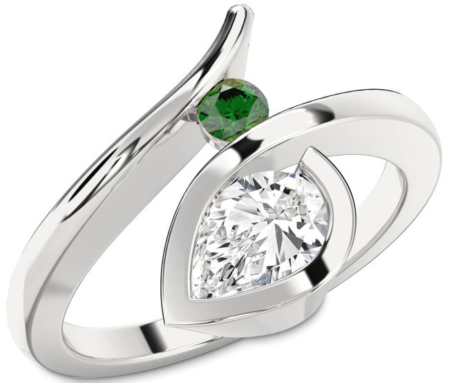 Platinum Pear Two Stone Promise Ring
