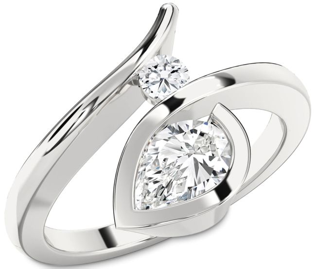Diamond White Gold Pear Two Stone Ring