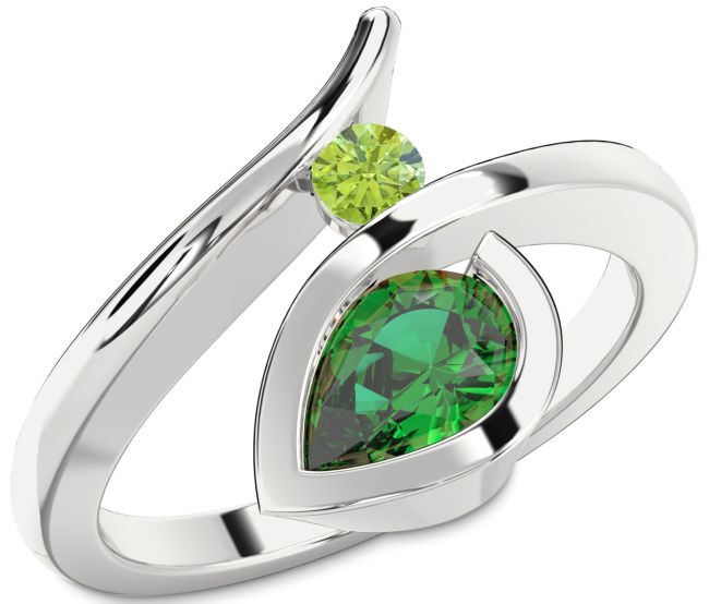 Platinum Pear Two Stone Promise Ring