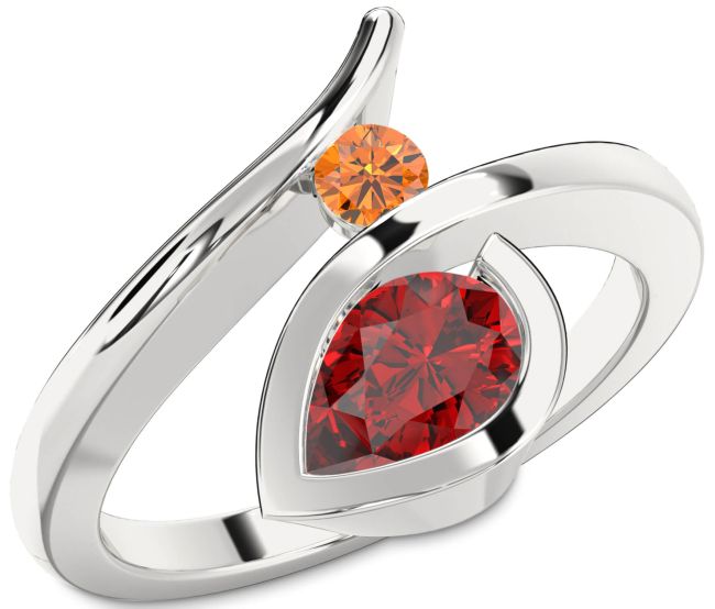 Silver Pear Two Stone Promise Ring