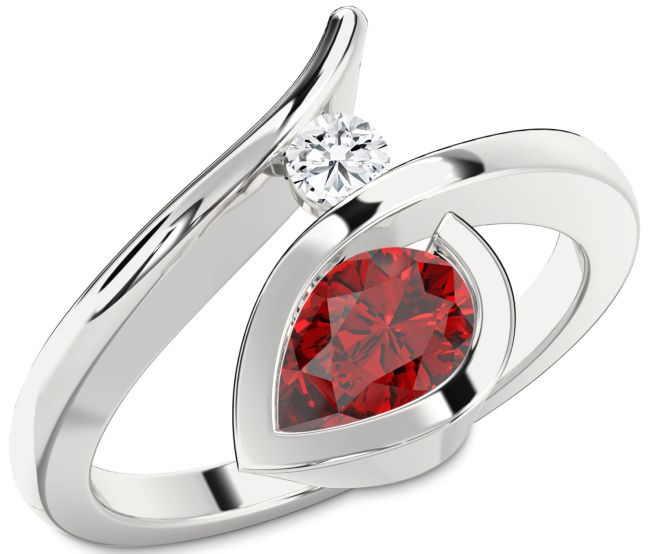 Silver Pear Two Stone Promise Ring