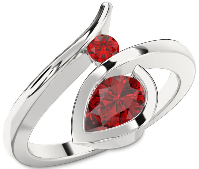 Ruby Platinum Pear Two Stone Ring