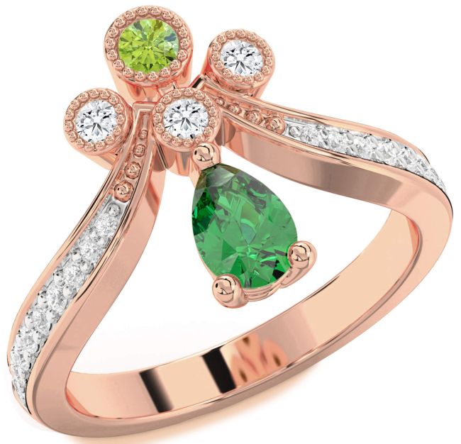 Diamond Rose Gold Pear Two Stone Promise Ring