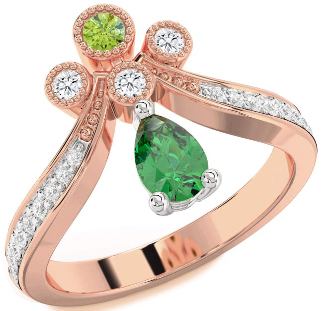 Diamond White Rose Gold Pear Two Stone Promise Ring