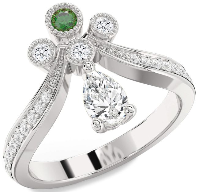 Diamond Platinum Pear Two Stone Promise Ring