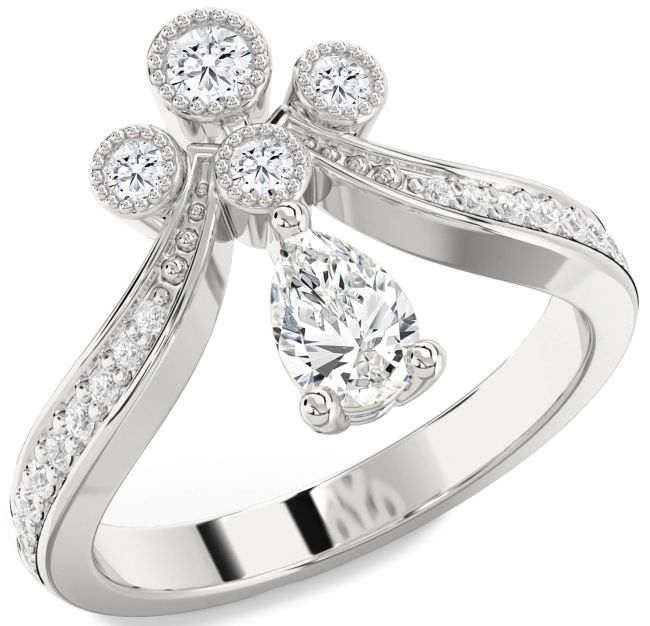 Diamond Platinum Pear Two Stone Ring
