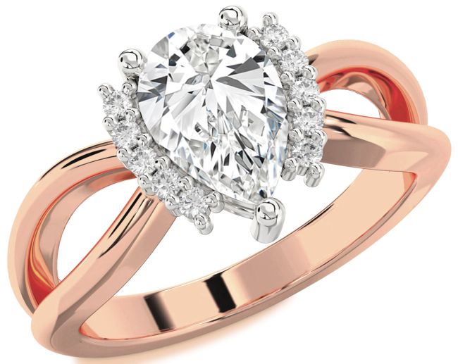 Diamond Platinum & Rose Gold Pear Solitaire Engagement Ring