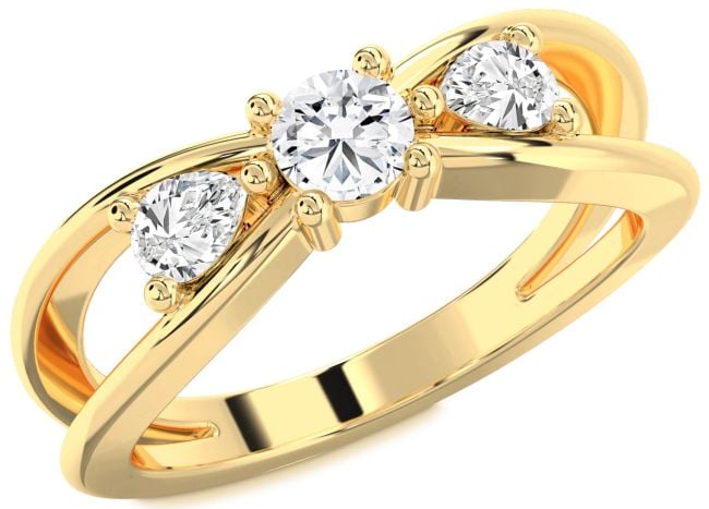 Diamond Gold Round Three Stone Engagement Ring