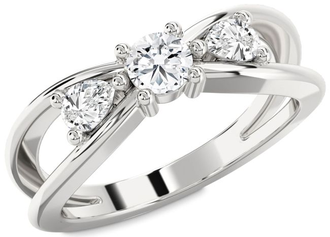 Diamond Platinum Round Three Stone Engagement Ring