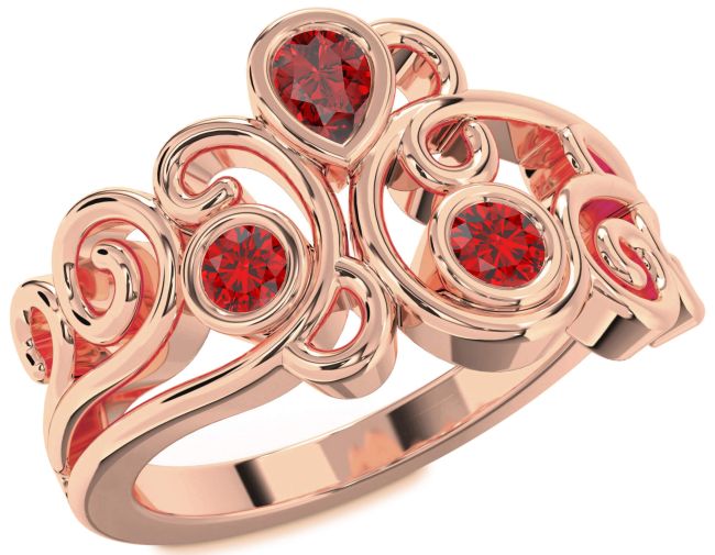Ruby Rose Gold Pear Three Stone Birthstone Ring
