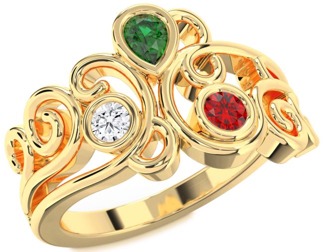 Gold Pear Three Stone Mother's Ring