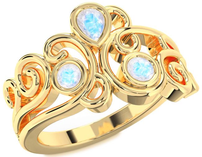 Moonstone Gold Pear Three Stone Ring