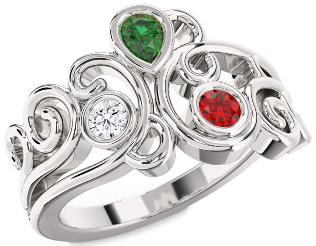 Silver Pear Three Stone Mother's Ring