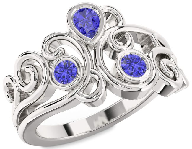 Tanzanite Silver Pear Three Stone Ring