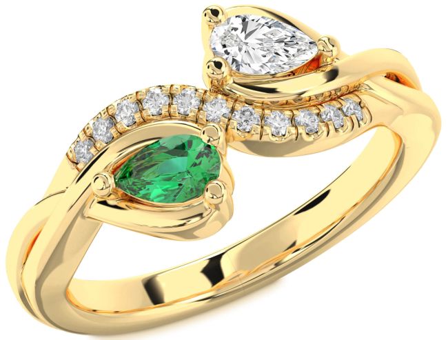 Diamond Gold Silver Pear Two Stone Promise Ring