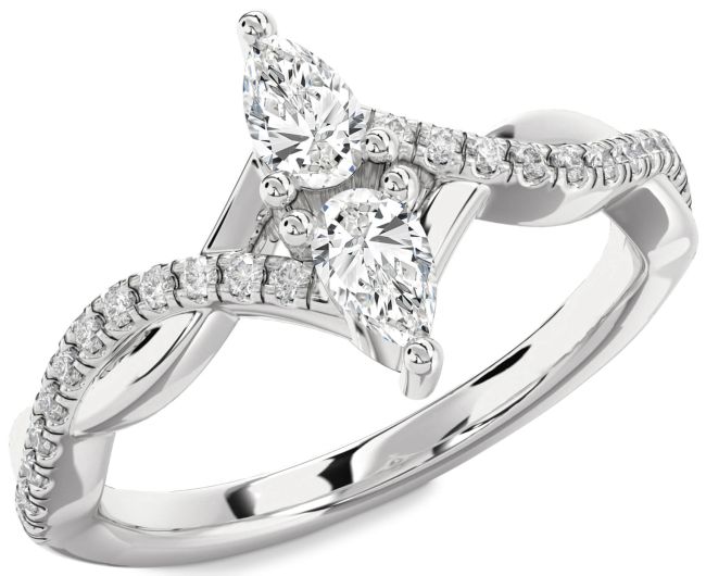 Diamond White Gold Pear Two Stone Ring