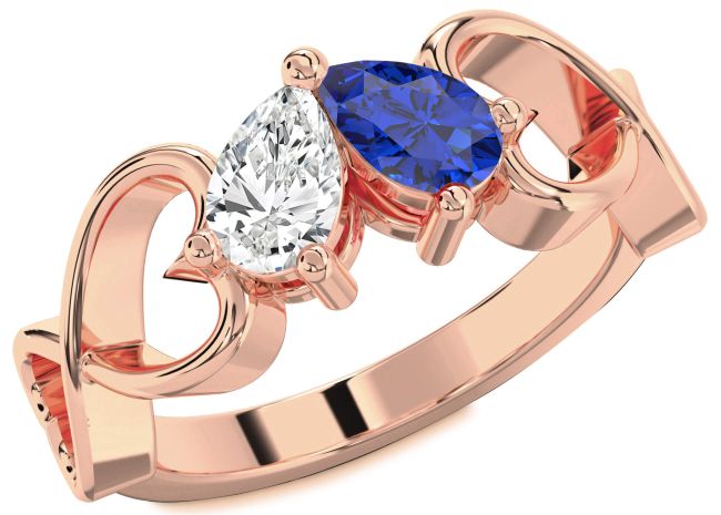 Rose Gold Infinity Heart Two Stone Promise Ring