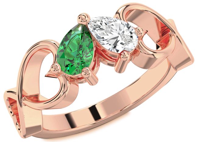 Rose Gold Infinity Heart Two Stone Promise Ring
