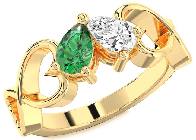 Gold Infinity Heart Two Stone Promise Ring