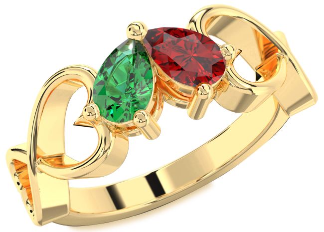 Gold Infinity Heart Two Stone Promise Ring