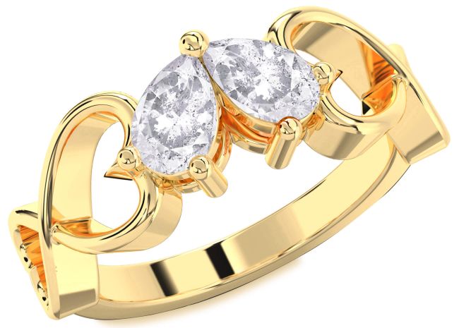 Salt & Pepper Diamond Gold Silver Infinity Heart Two Stone Ring