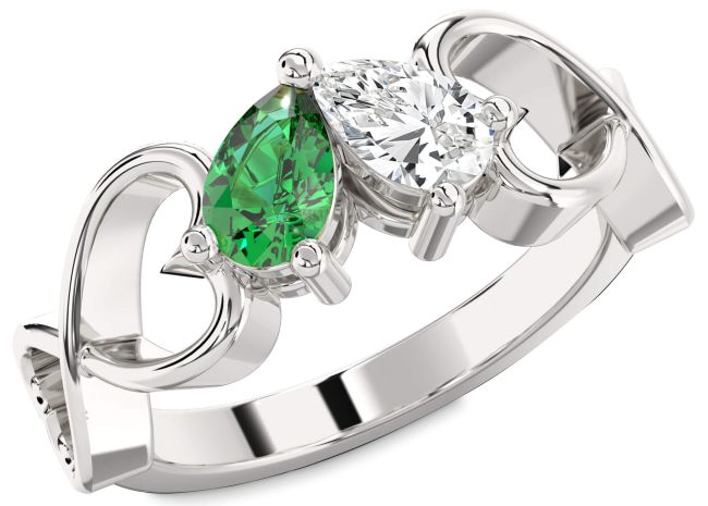Platinum Infinity Heart Two Stone Promise Ring
