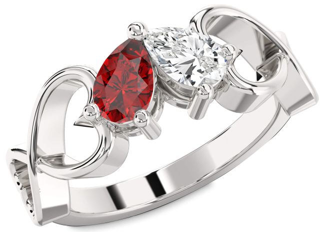 Silver Infinity Heart Two Stone Promise Ring