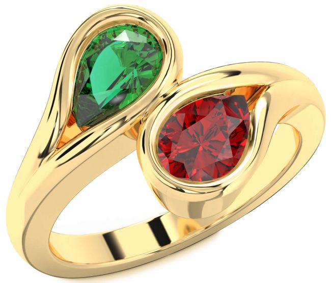 Gold Pear Two Stone Promise Ring
